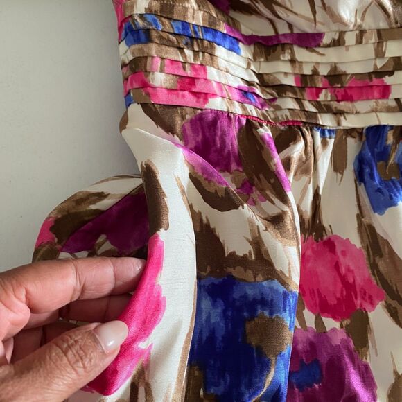 Jessica Howard Floral‎ Tea Midi Dress 24W Pockets Empire Waist Zip V Neck - Picture 9 of 10